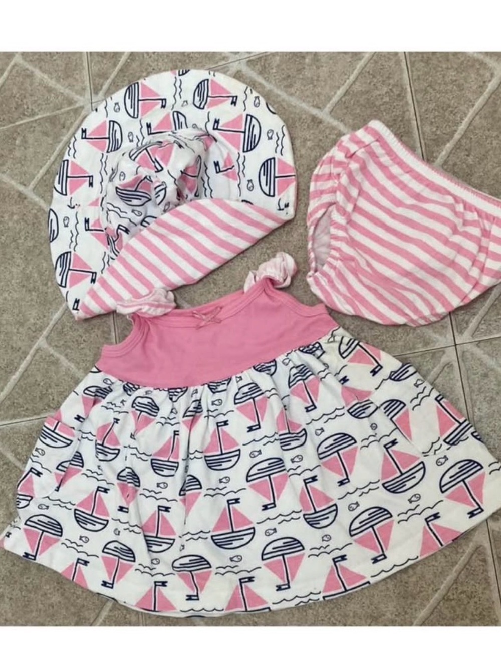 Carter’s Sun Hat, Dress, and Bloomers